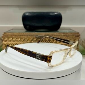 Chanel - Italy - 3064-B Slim Rectangular Crystal-Logo Rx Eyeglass Frames w Case